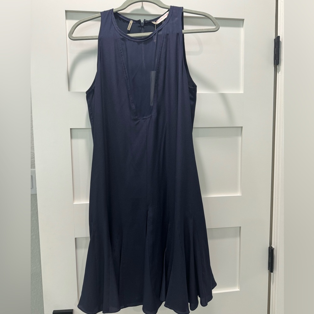 NWT Rebecca Taylor navy mini dress, size 8. mesh cut out